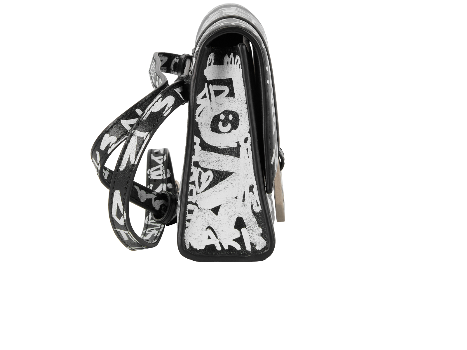 Hourglass Graffiti Belt Bag, &pound;595, Handbags, Black/White, Leather, Side view